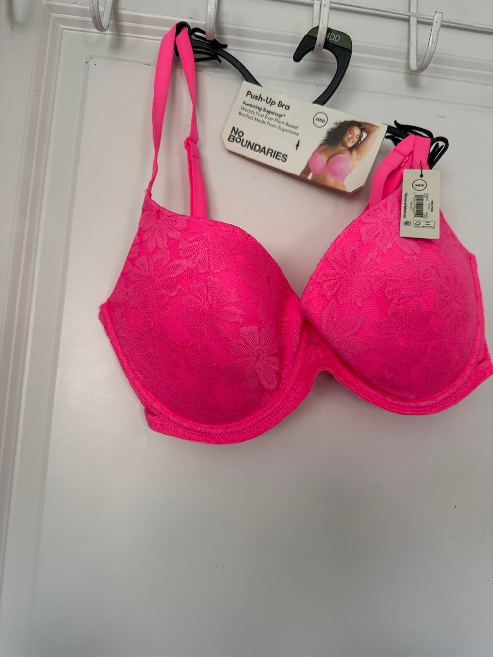 No Boundaries Hot Pink Lace Push-Up Bra